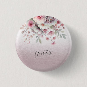 Badge Rond 2,50 Cm Bouton Floral rose moderne
