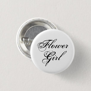Badge Rond 2,50 Cm Bouton Flower Girl Black & White