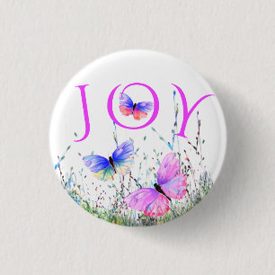 Badge Rond 2,50 Cm Bouton Flying Butterflies Spring Joy