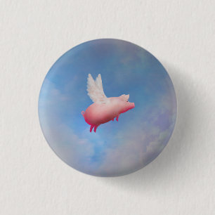 Badge Rond 2,50 Cm Bouton Flying Pig