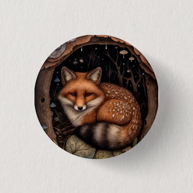 Badge Rond 2,50 Cm Bouton Fox de minuit (Devant)