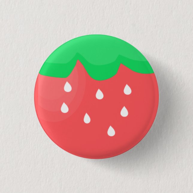 Badge Rond 2,50 Cm bouton fraise (Devant)