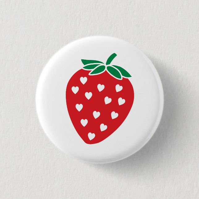 Badge Rond 2,50 Cm Bouton fraise doux amour coeur fraise épine (Devant)
