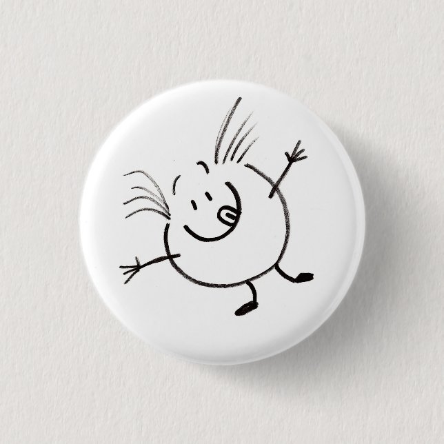 Badge Rond 2,50 Cm Bouton Goofy Doodle Guy (Devant)