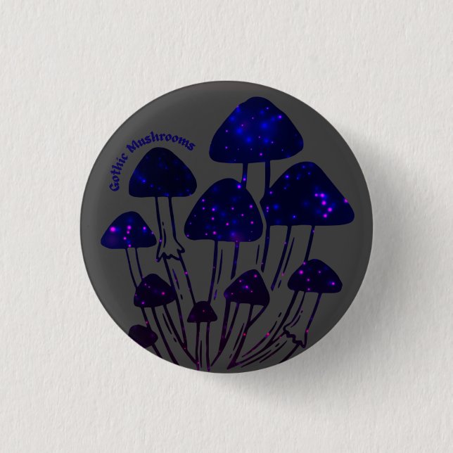 Badge Rond 2,50 Cm Bouton Gothique Champignons (Devant)
