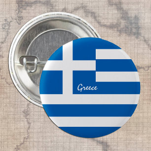 Badge Rond 2,50 Cm Bouton Grèce, Drapeau grec patriotique Voyage /spo