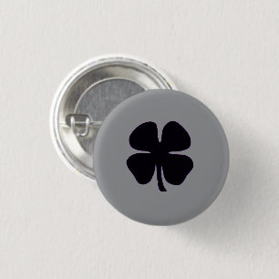 Badge Rond 2,50 Cm Bouton gris petit Trèfle noir