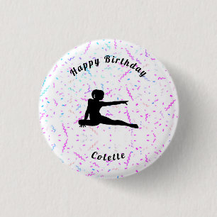 Badge Rond 2,50 Cm Bouton Gymnastique / Danse Joyeux Streamers d'anni