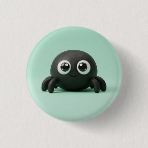 Badge Rond 2,50 Cm Bouton Halloween Araignée Noire Mignonne