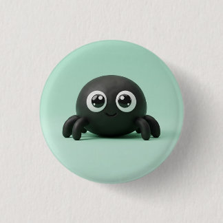 Badge Rond 2,50 Cm Bouton Halloween Araignée Noire Mignonne