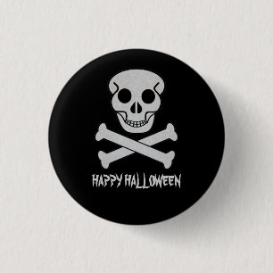 Badge Rond 2,50 Cm Bouton Halloween Crâne et os Badton