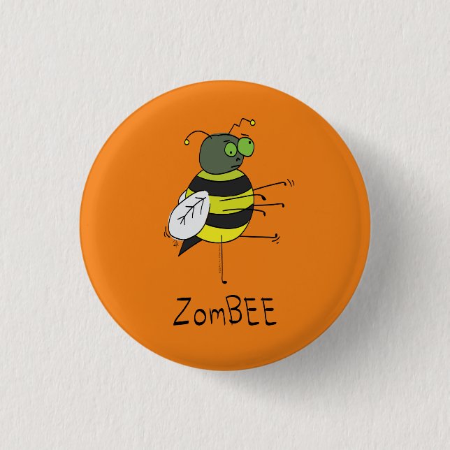 Badge Rond 2,50 Cm Bouton Halloween ZomBEE Zombie Bee (Devant)