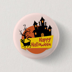 Badge Rond 2,50 Cm Bouton heureux de Pin hanté par Halloween de la