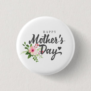 Badge Rond 2,50 Cm Bouton heureux floral élégant de Pin du jour de