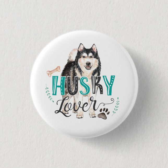 Badge Rond 2,50 Cm Bouton Husky Lover (Devant)