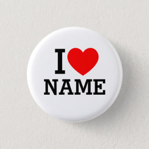 Badge Rond 2,50 Cm Bouton I Heart Name