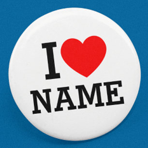 Badge Rond 2,50 Cm Bouton I Heart Name