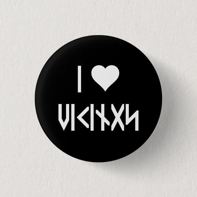Badge Rond 2,50 Cm Bouton I Love Vikings (Devant)