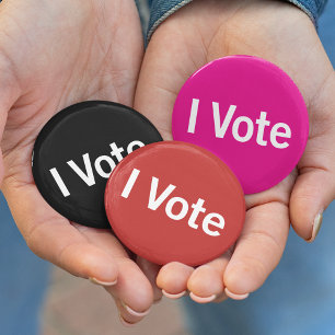 Badge Rond 2,50 Cm Bouton I Vote - Blanc sur Noir (personnalisable)