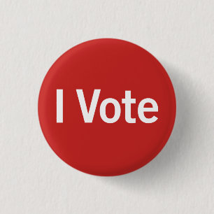 Badge Rond 2,50 Cm Bouton I Vote - Blanc sur Rouge