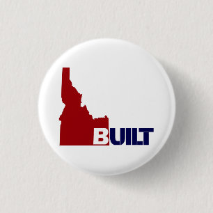Badge Rond 2,50 Cm Bouton Idaho Construit (Blanc Rouge & Bleu)
