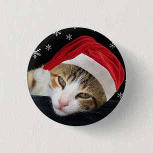 Badge Rond 2,50 Cm Bouton/insigne de chat de Père Noël