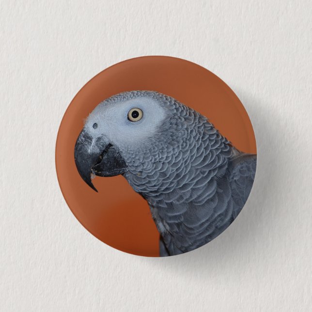 Badge Rond 2,50 Cm Bouton/insigne oranges de perroquet de gris (Devant)