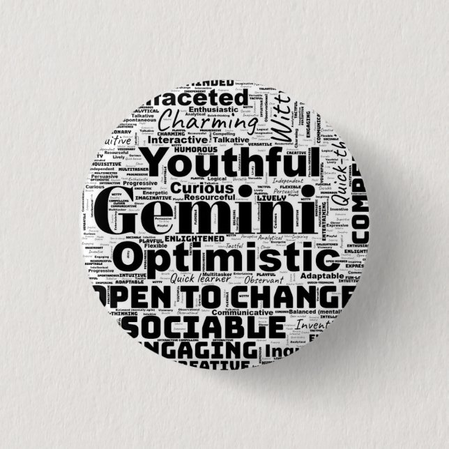 Badge Rond 2,50 Cm Bouton Inspiration Cloud Gemini Zodiac Word (Devant)