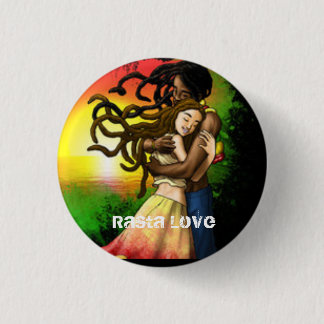 Badge Rond 2,50 Cm Bouton interracial de Rasta d'amour