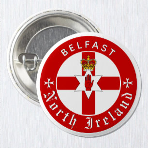Badge Rond 2,50 Cm Bouton Irlande du Nord, Belfast, Drapeau irlandais