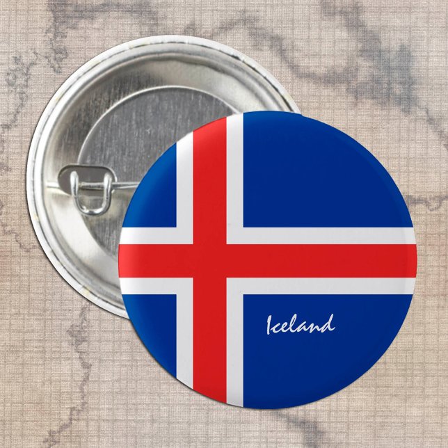Badge Rond 2,50 Cm Bouton Islande, drapeau islandais patriotique (Créateur téléchargé)