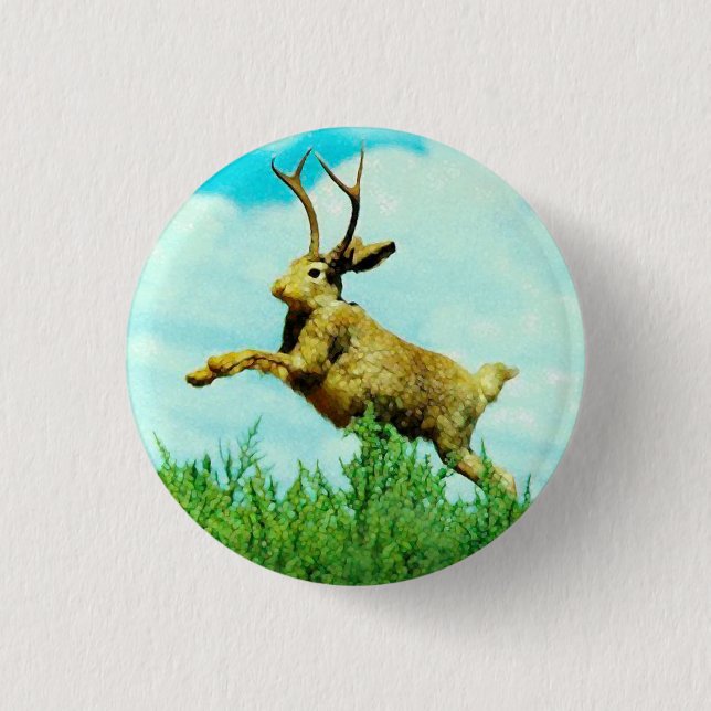 Badge Rond 2,50 Cm Bouton Jackalope (Devant)