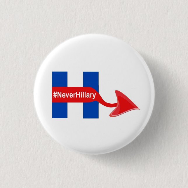 Badge Rond 2,50 Cm Bouton Jamais Hillary (Devant)