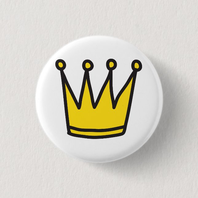 Badge Rond 2,50 Cm Bouton jaune de couronne (Devant)