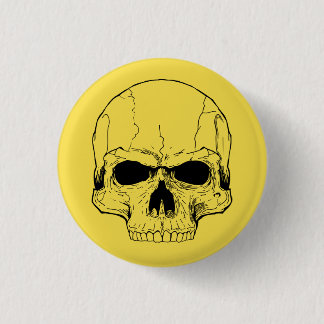 Badge Rond 2,50 Cm Bouton jaune de crâne