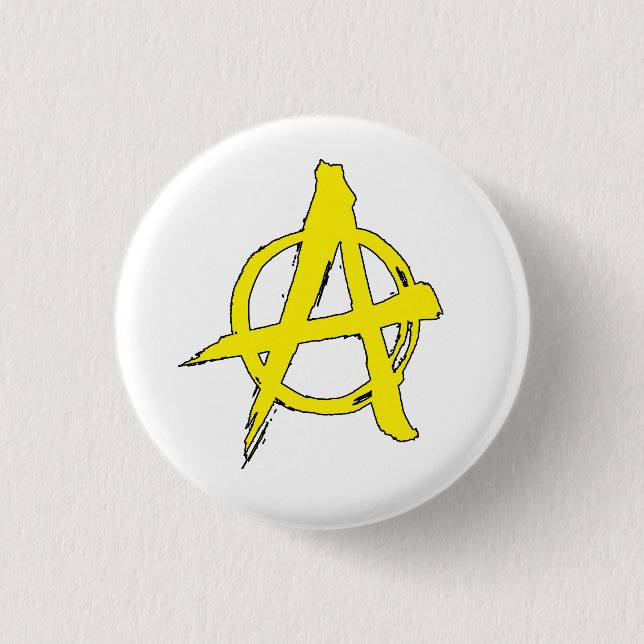 Badge Rond 2,50 Cm bouton jaune de symbole d'anarchie (Devant)