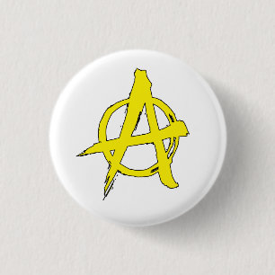 Badge Rond 2,50 Cm bouton jaune de symbole d'anarchie