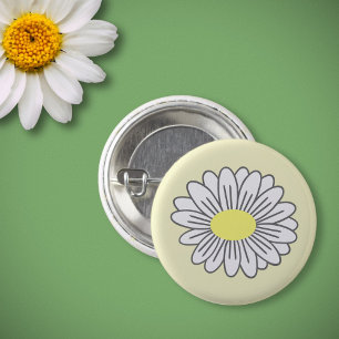 Badge Rond 2,50 Cm Bouton Jaune Fleur Maisy