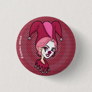 Badge Rond 2,50 Cm Bouton Jester rose (petit)