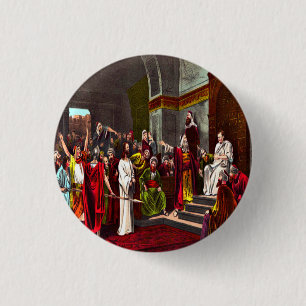 Badge Rond 2,50 Cm Bouton Jésus et Pilate