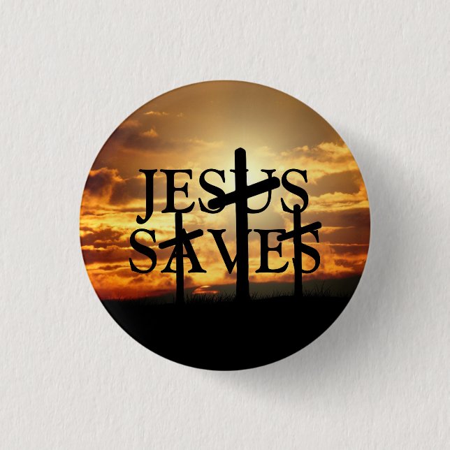 Badge Rond 2,50 Cm Bouton Jesus Saves (Devant)