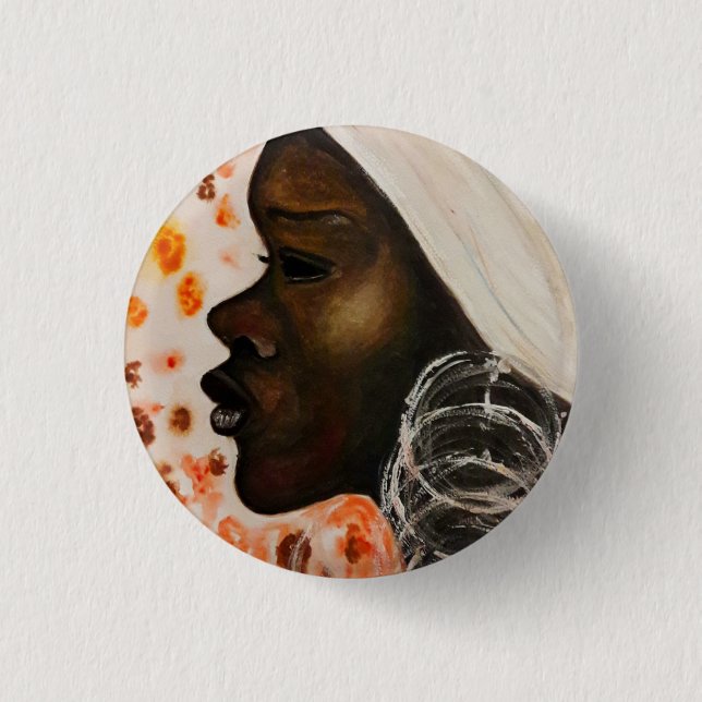 Badge Rond 2,50 Cm Bouton jolie femme africaine (Devant)