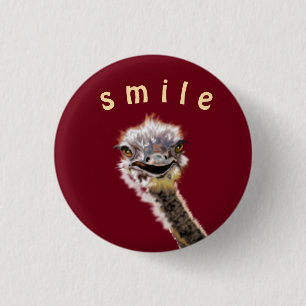 Badge Rond 2,50 Cm Bouton Jouer Happy Ostrich - Smile