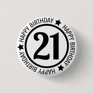 Badge Rond 2,50 Cm Bouton Joyeux anniversaire 21