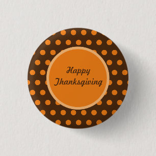 Badge Rond 2,50 Cm Bouton Joyeux Thanksgiving (Marron & Orange)