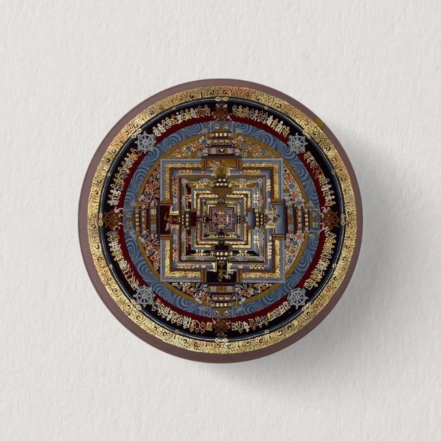 Badge Rond 2,50 Cm Bouton Kalachakra Mandala A (Devant)