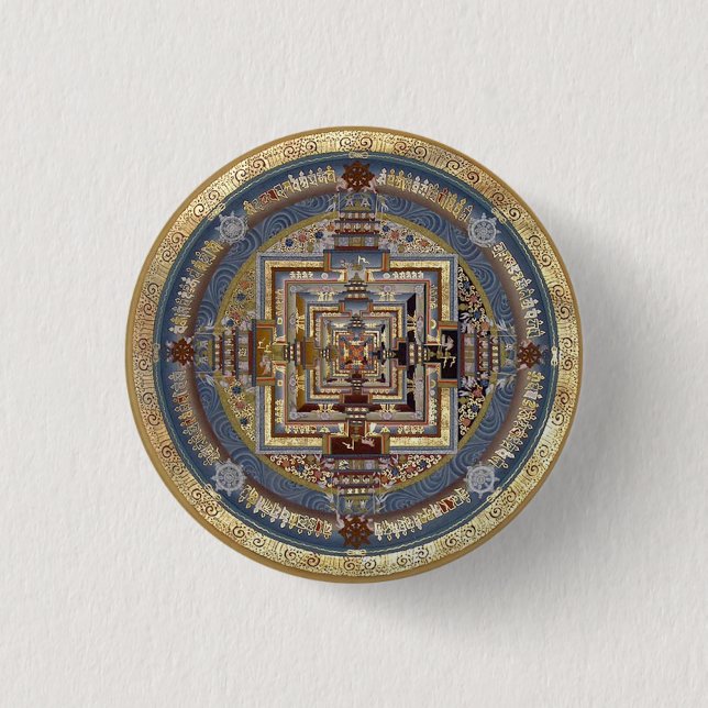 Badge Rond 2,50 Cm Bouton Kalachakra Mandala B (Devant)