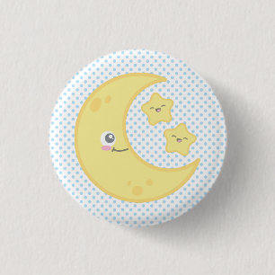 Badge Rond 2,50 Cm Bouton Kawaii Moon et Stars