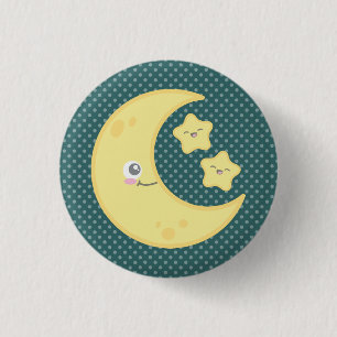 Badge Rond 2,50 Cm Bouton Kawaii Moon et Stars