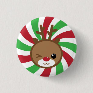 Badge Rond 2,50 Cm Bouton Kawaii Reindeer